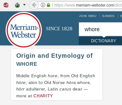 Loading etymology of whore...